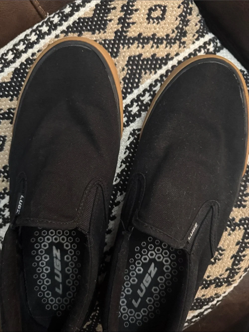 Lugz Men's Black Canvas Slip-On with Gum Outsole